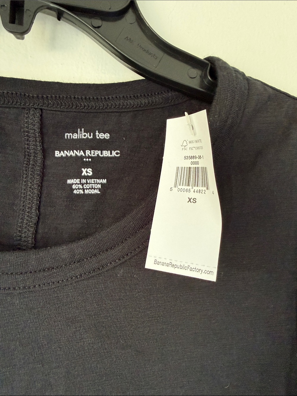 Banana Republic Black Sleeveless Tank Top Malibu tee shirt roll sleeve slub - Picture 3 of 8